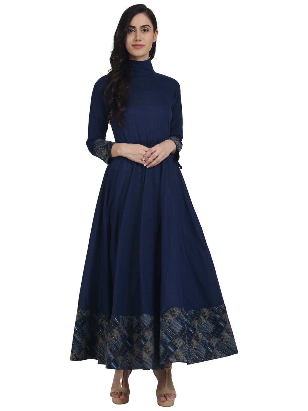 Buy Aasi - House of Nayo Blue Cotton Printed Anarkali Kurti for Women  Online @ Tata CLiQ